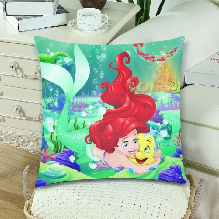 Ariel Custom Zippered Pillow Cases 18"x 18" (Twin Sides) (Set of 2)