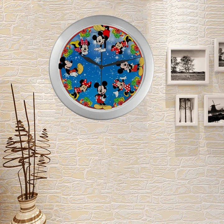 Mickey Minnie Silver Color Wall Clock