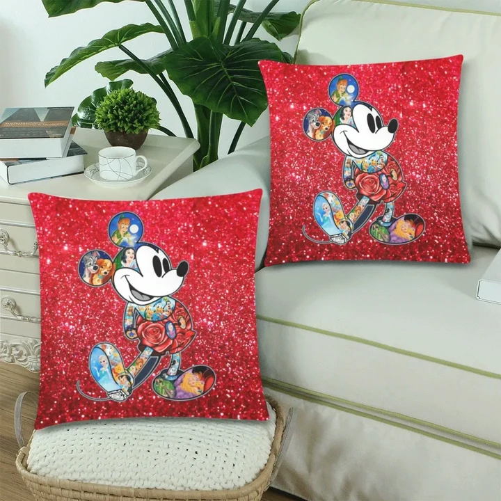 Mickey Custom Zippered Pillow Cases 18"x 18" (Twin Sides) (Set of 2)