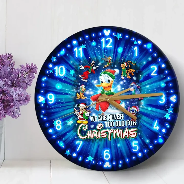 Dn Never Too Old For Christmas Wooden Clock