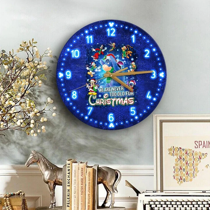 Ey Never Too Old For Christmas Wooden Clock