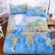 Vivid Printed World Map Bedding Set