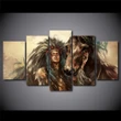 HD printed 5 piece American Indian Horse Wall Canvas