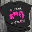 GIRL Peace Breast Cancer In October T-Shirt