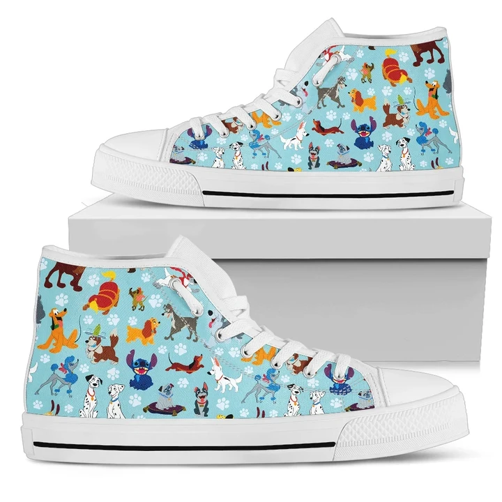 All Dogs Women's High Top Shoe in white