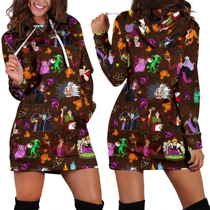 [Express Line Product+ 12$] Villain Disney Halloween Women's Hoodie Dress