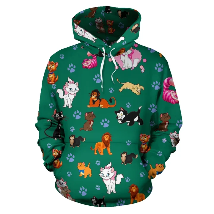 Cats All Over Hoodie Christmas Green