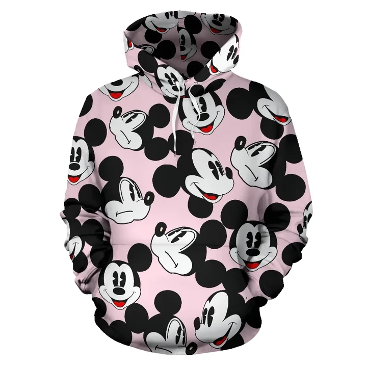 Mickey Face Pink All Over Hoodie