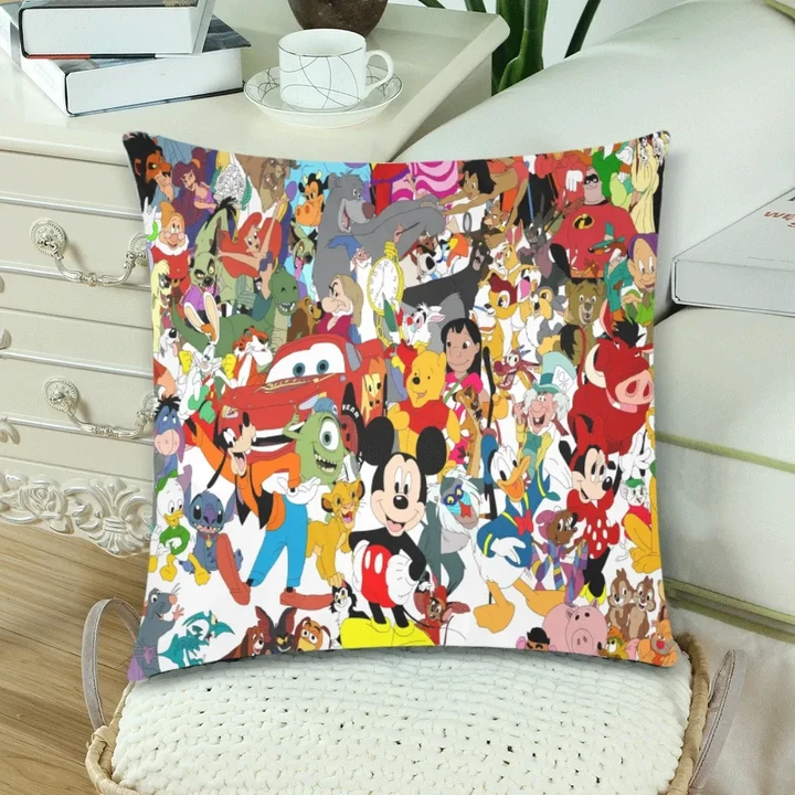 Disney Characters Custom Zippered Pillow Cases 18"x 18" (Twin Sides) (Set of 2)
