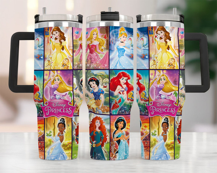 PRINCESS Tumbler 40OZ Hand Cup With Lid + Straw