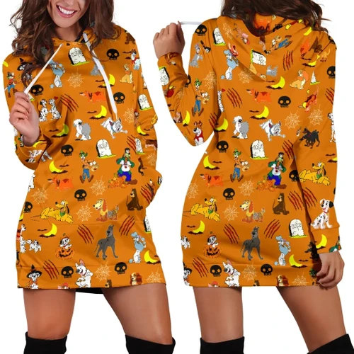 Halloween Dog Women's Hoodie Dress