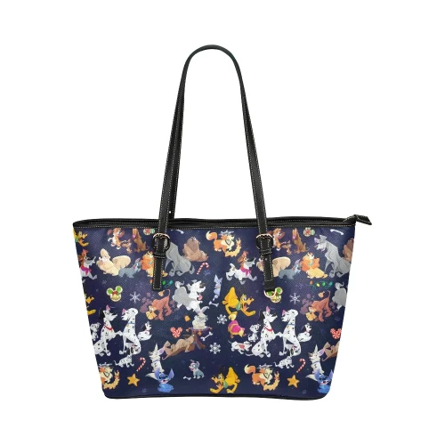 Disney Dogs Leather Tote Bag/Large (Model 1651)