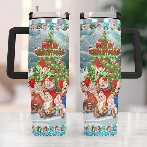 7D Christmas Tumbler 40OZ Hand Cup With Lid + Straw
