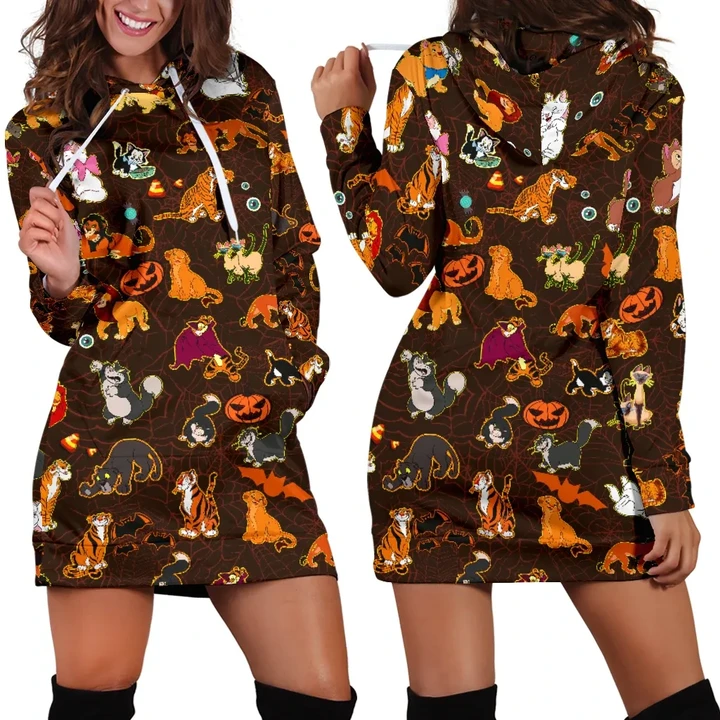 Cats Disney Halloween Women's Hoodie Dress