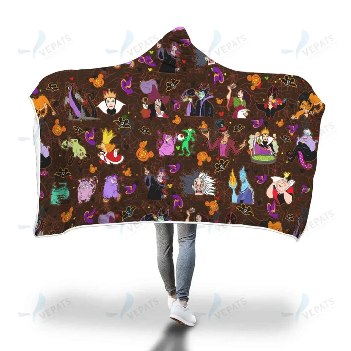 [Express Line Product+ 12$]Villain Disney Halloween Hooded Blanket