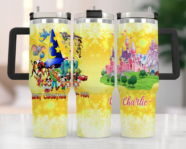 Personalized DN Yellow Tumbler 40OZ Hand Cup With Lid + Straw