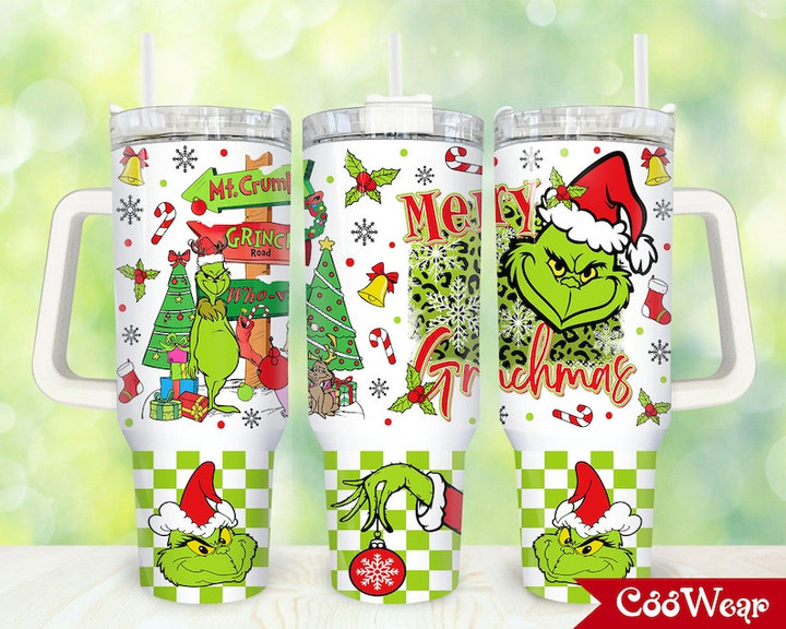 GR Christmas Tumbler 40OZ Hand Cup With Lid + Straw