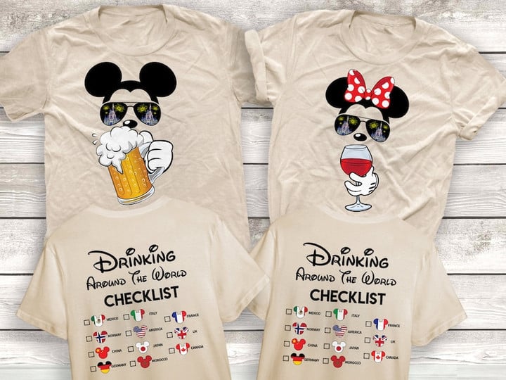 MK Beer MN Wine Front and Back, Epcot Drinking Around The World Shirt Shirt