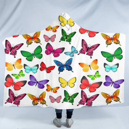 Colorful Butterfly Pattern Hooded Blanket (SW1898)