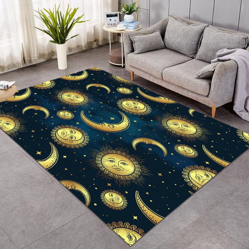 Golden Moon Sun And Star Rug Living Room Carpet (SW0055)