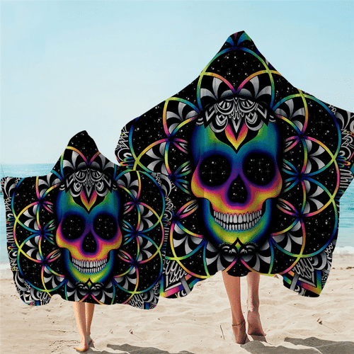 Colorful Exotic Skull Wearable Microfiber Hooded Towel