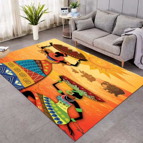 African Style Black Women Rug Living Room Carpet (GWBJ14401)