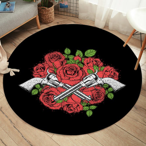 Blooming Red Roses Flowers Area Rug Round Carpet (SW1632)