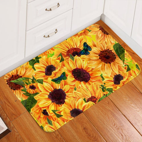Butterfly Sunflower Durable Non-Slip Doormat Floor Mat (SW2034)