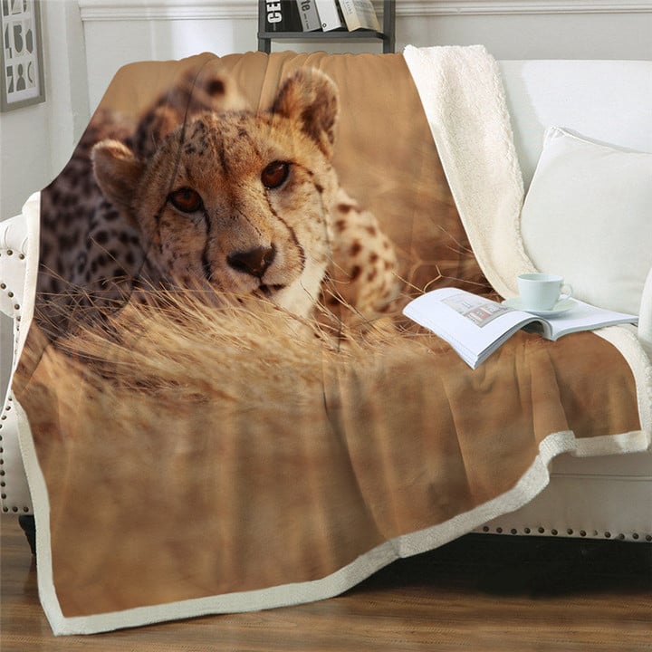 3D Printed Cheetah Hunting Soft Sherpa Blanket (SWMT2496)