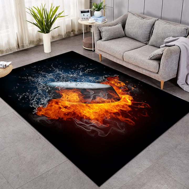 3D Vivid Water And Fire Print Rug Living Room Carpet (GWBJ16067)