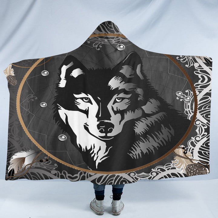 Black Wolf Hooded Blanket (SW2011)