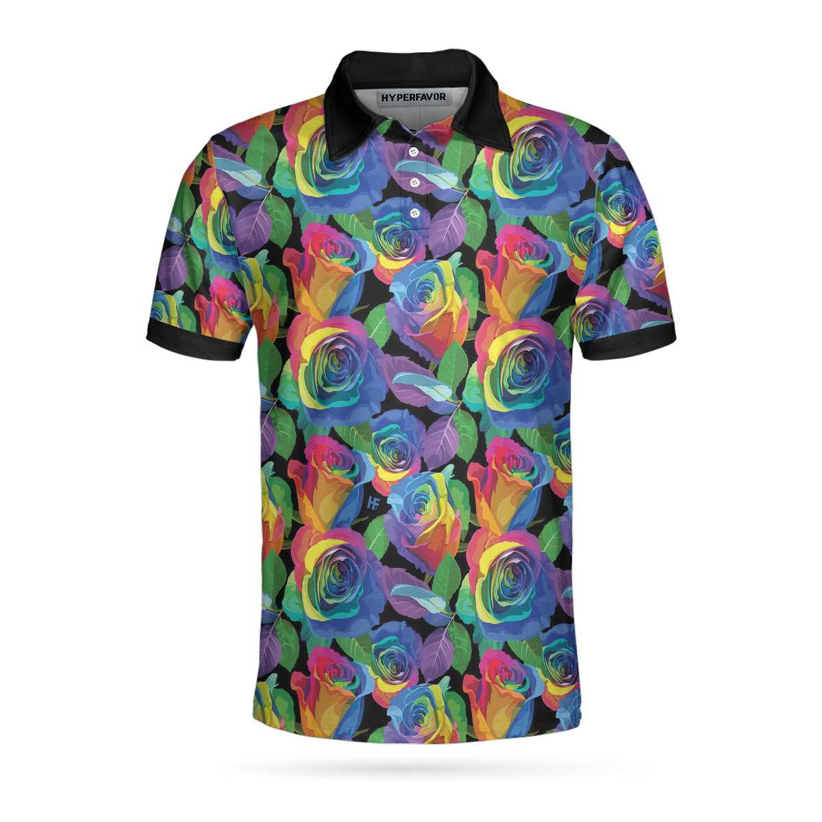 Rainbow Rose Polo Shirt Colorful Roses Pattern Polo Shirt For Adults R ...
