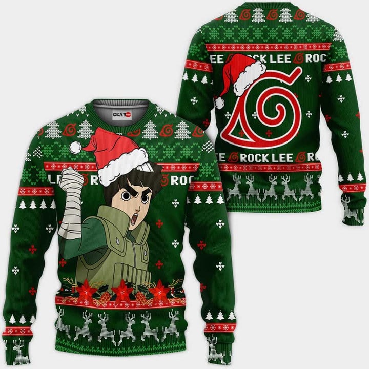 Rock Lee Ugly Christmas Sweater Custom Naruto Anime Xmas Gifts