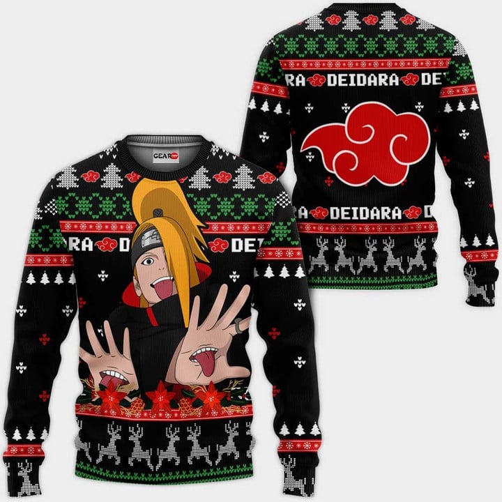 Akatsuki Deidara Ugly Christmas Sweater Custom Naruto Anime Xmas Gifts