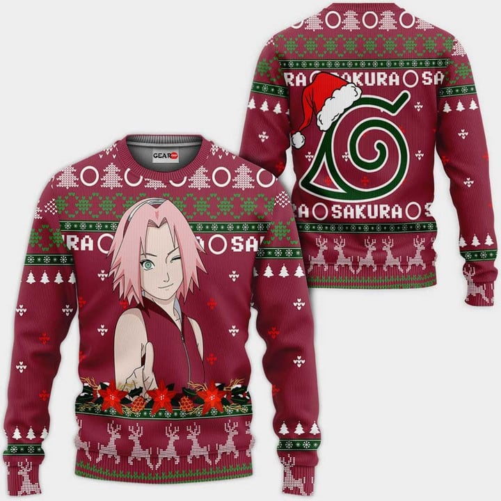 Haruno Sakura Ugly Christmas Sweater Custom Naruto Anime Xmas Gifts