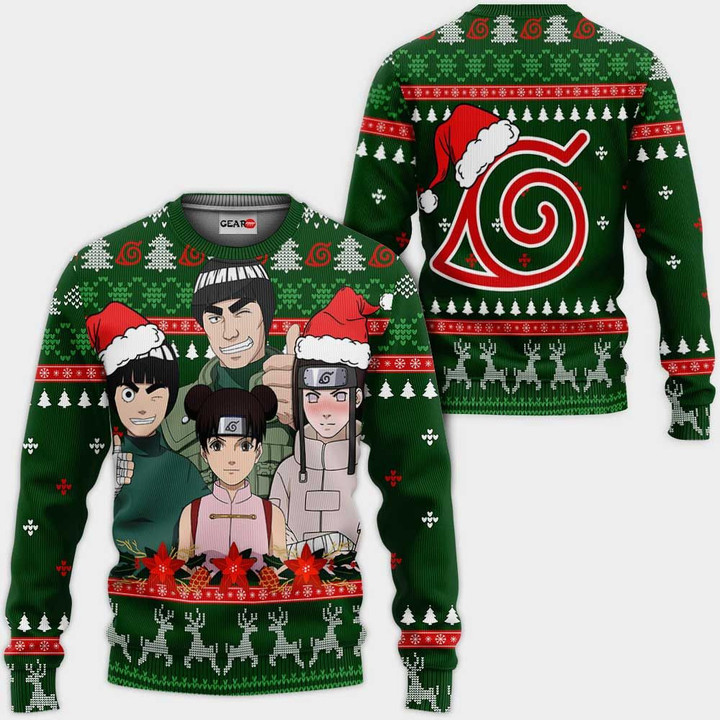 Konoha Team Guy Ugly Christmas Sweater Custom Naruto Anime Xmas Gifts