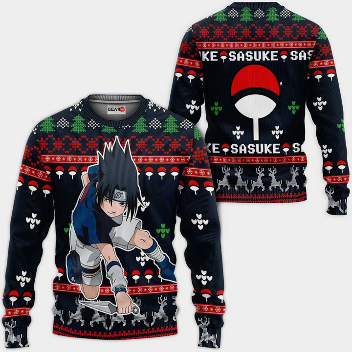 Uchiha Sasuke Christmas Sweater Custom Naruto Anime Xmas Gifts
