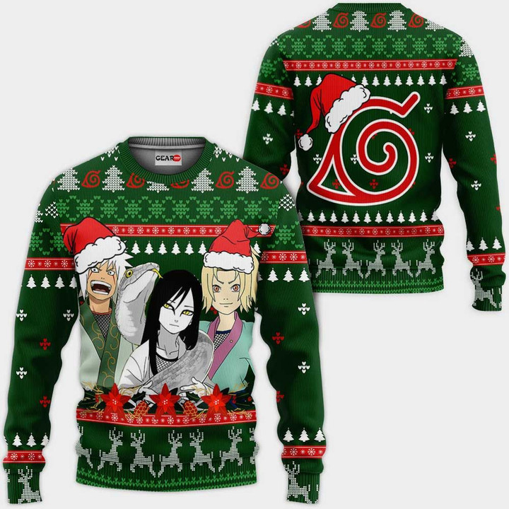 Konoha Team Sannin Ugly Christmas Sweater Custom Naruto Anime Xmas Gifts
