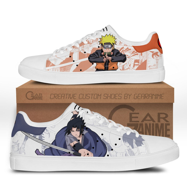 Sasuke Uchiha and NRT Uzumaki Skate Sneakers Custom NRT Anime Shoes - 1 - Gear Naruto