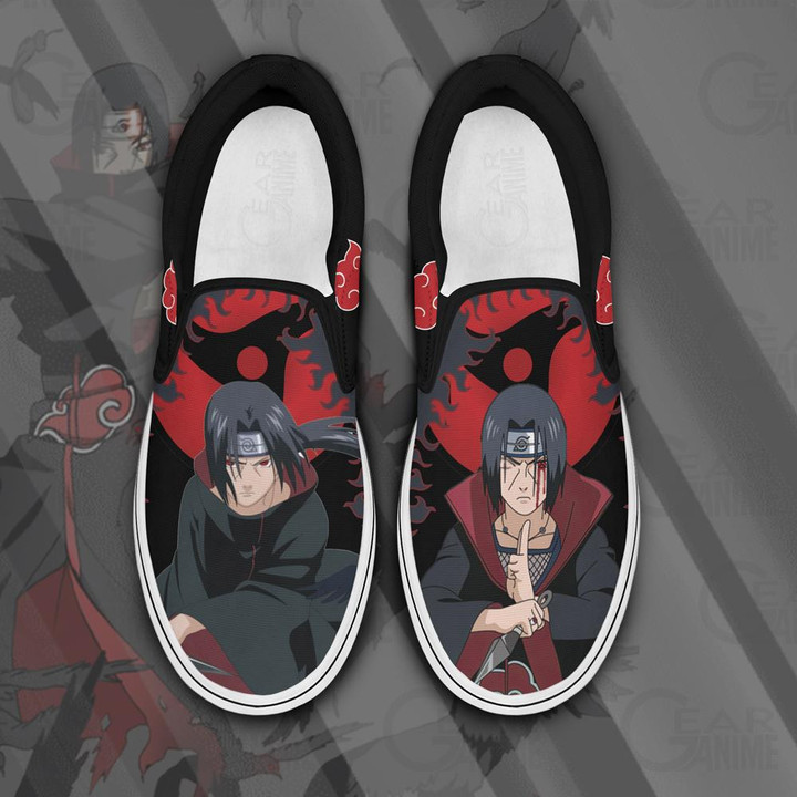 Akatsuki Itachi Slip On Sneakers Custom Anime Shoes - 1 - Gear Naruto