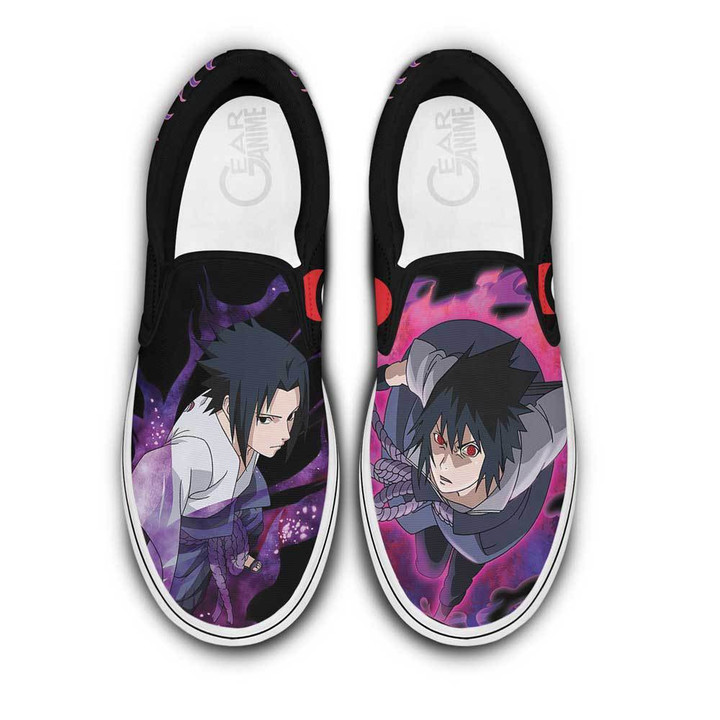 Uchiha Sasuke Slip On Sneakers Custom Anime Shoes - 1 - Gear Naruto