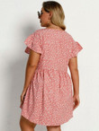 Women Plus Allover Heart Print Ruffle Trim Dress