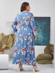 Women Plus Floral Print Shirred Waist Dress