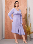 Women Plus Size Ruffle Trim Split Asymmetrical Hem Dress
