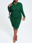 Women Plus Solid Ruched Bodycon Dress