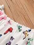 Toddler Girls Butterfly Print Bardot Top With Skirt