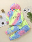Toddler Girls Tie Dye Letter Graphic Hoodie & Sweatpants
