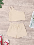 Toddler Girls Cut Out One Shoulder Top With Shorts