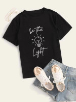 Women Bulb And Letter Graphic Tee