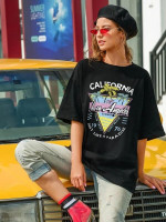 Women Letter And Graphic Print Oversized Tee